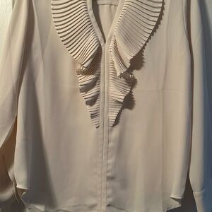 Ann Taylor White Ruffled Blouse